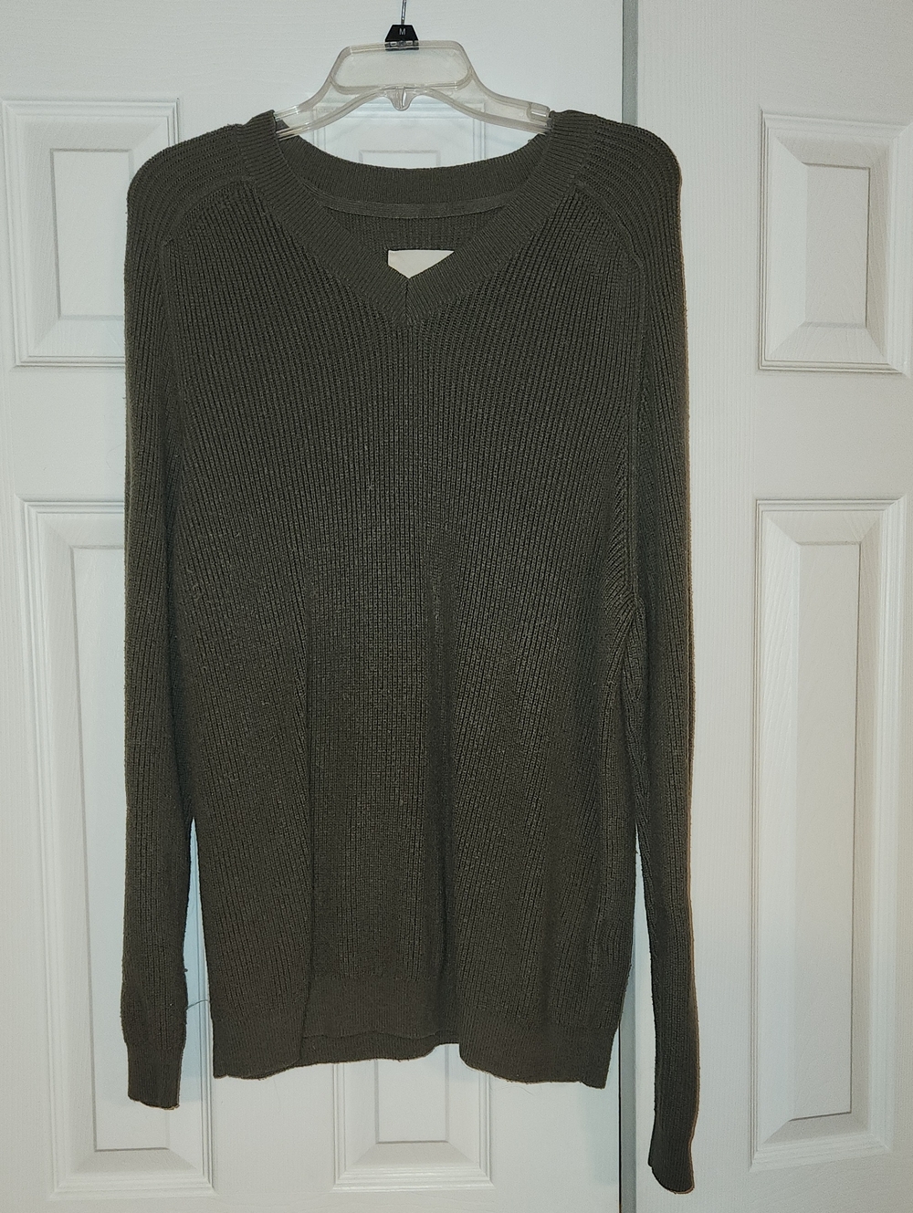 Lucky Brand Olive Green V-Neck Ribbed Pullover
